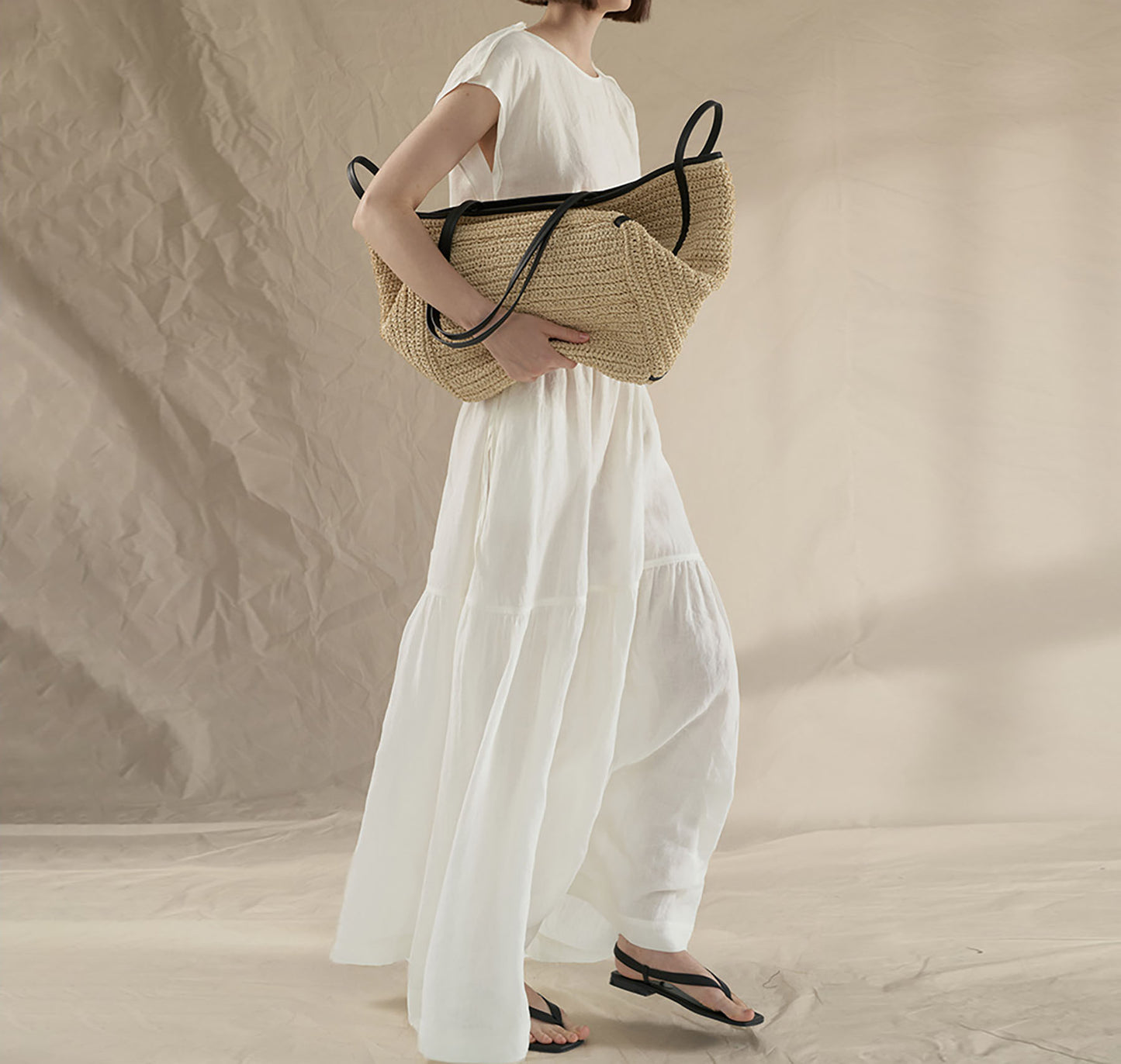 edoa Tumbled French Linen Tiered Skirt
