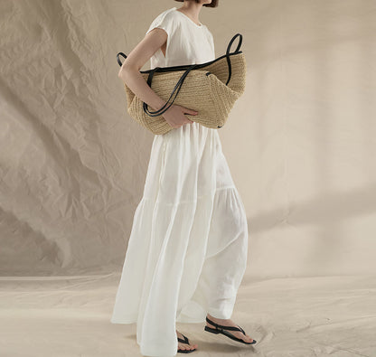 edoa Tumbled French Linen Tiered Skirt