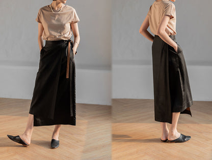 edoa Mud Silk Crepe Satin Wrap Skirt 