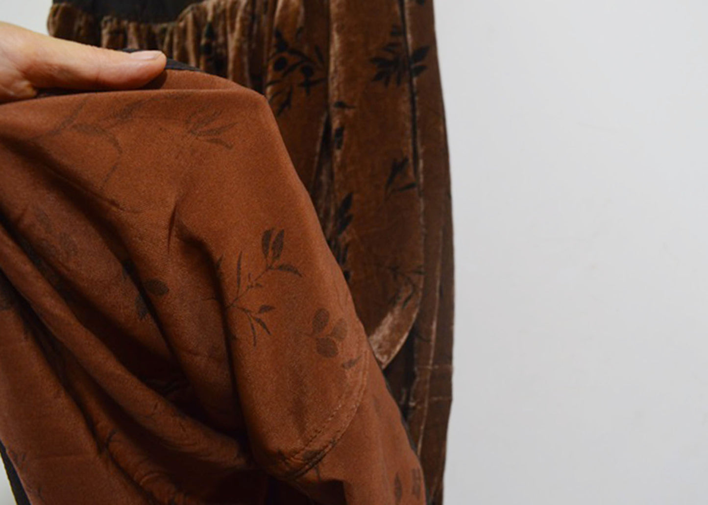 Loose Dioscorea Dyed Silk Velvet Skirt sk0081 X023
