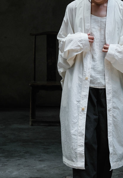 edoa Oversized Paper Cotton Bat Sleeves Overcoat 