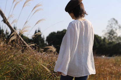 edoa Oversized Two Way Collar Linen Shirt