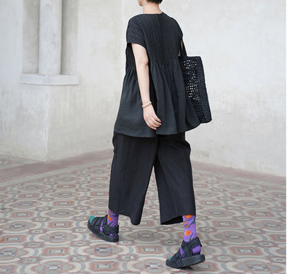 edoa Cracked Mud Silk Charmeuse Grandma Pants