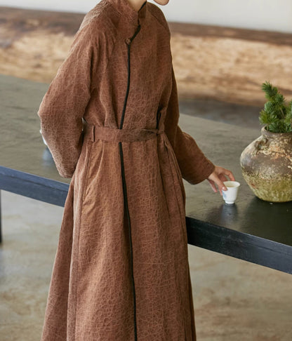 edoa Cracked Mud Silk Charmeuse Cheongsam Coat