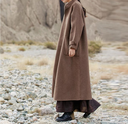 edoa Reversible Two-tone Double Faced Alpaca Chinese Coat