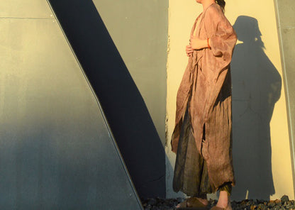 edoa Plant Dyed Silk Linen Blend Duster Coat 