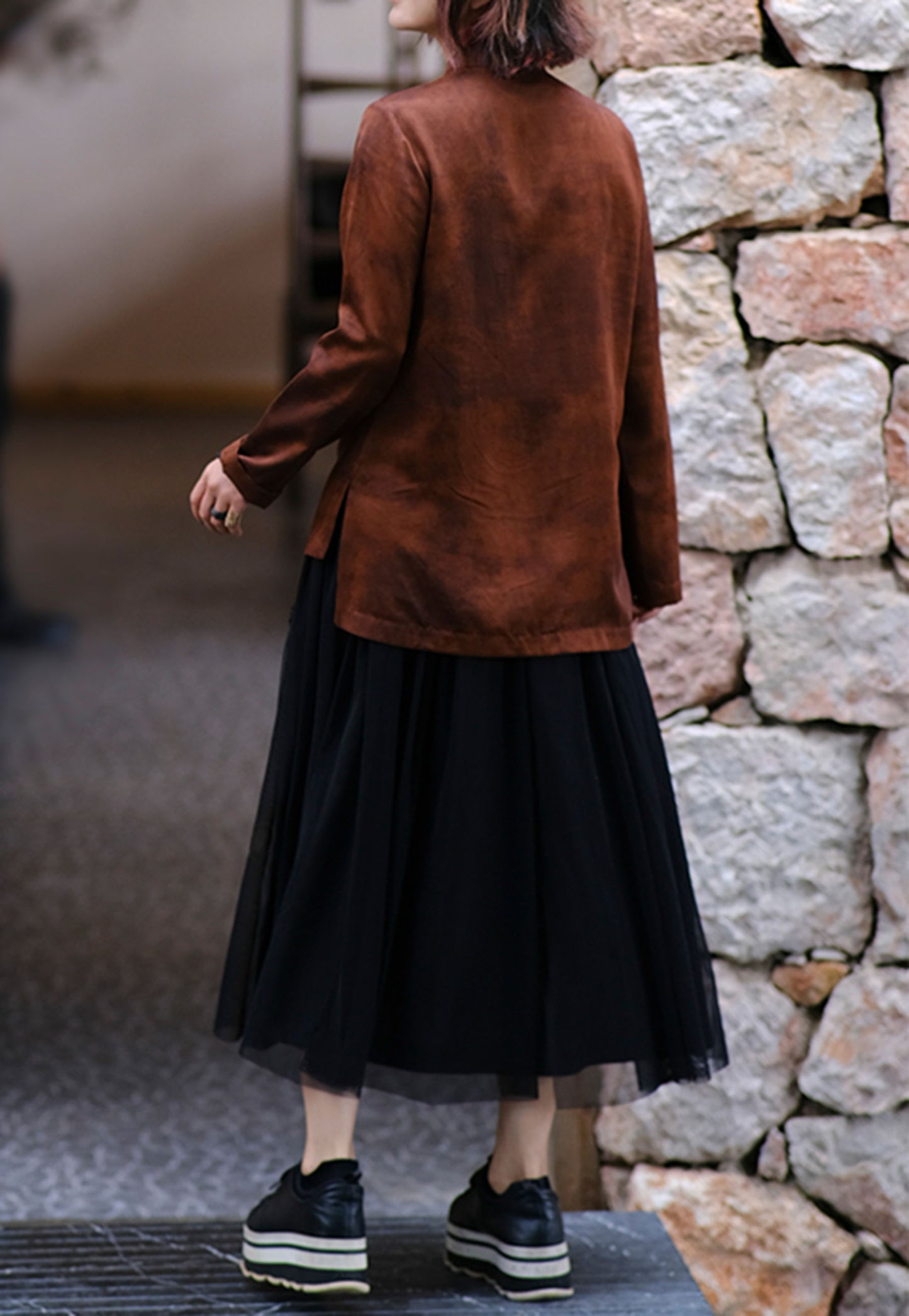 edoa Heavy Weight Mud Silk Charmeuse Modified Qipao Top
