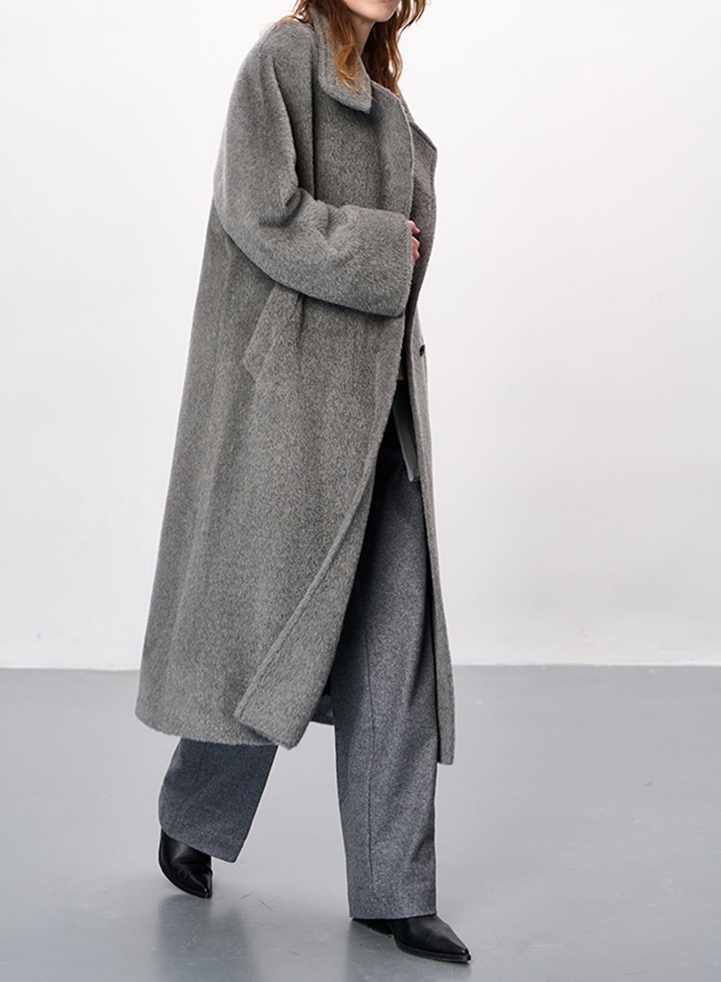 edoa Suri Alpaca Funnel Neck Cocoon Coat 