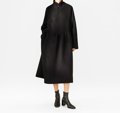 edoa Chinese Style Double-faced Wool Wrap Coat