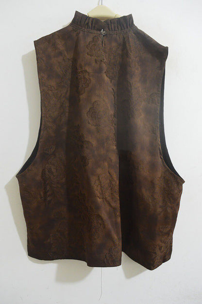 Reversible Distressed Mud Silk Ruffle Neck Vest to0279 X315