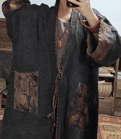 Reversible Mud Silk Linen Blend Jacquard Kimono Coat co0244 X336