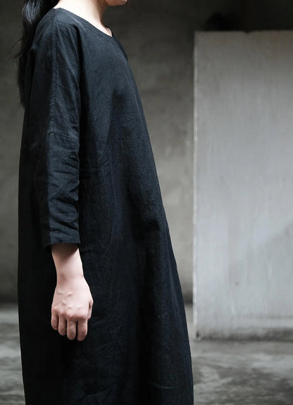 edoa Linen Tie-back Pullover Kaftan Dress
