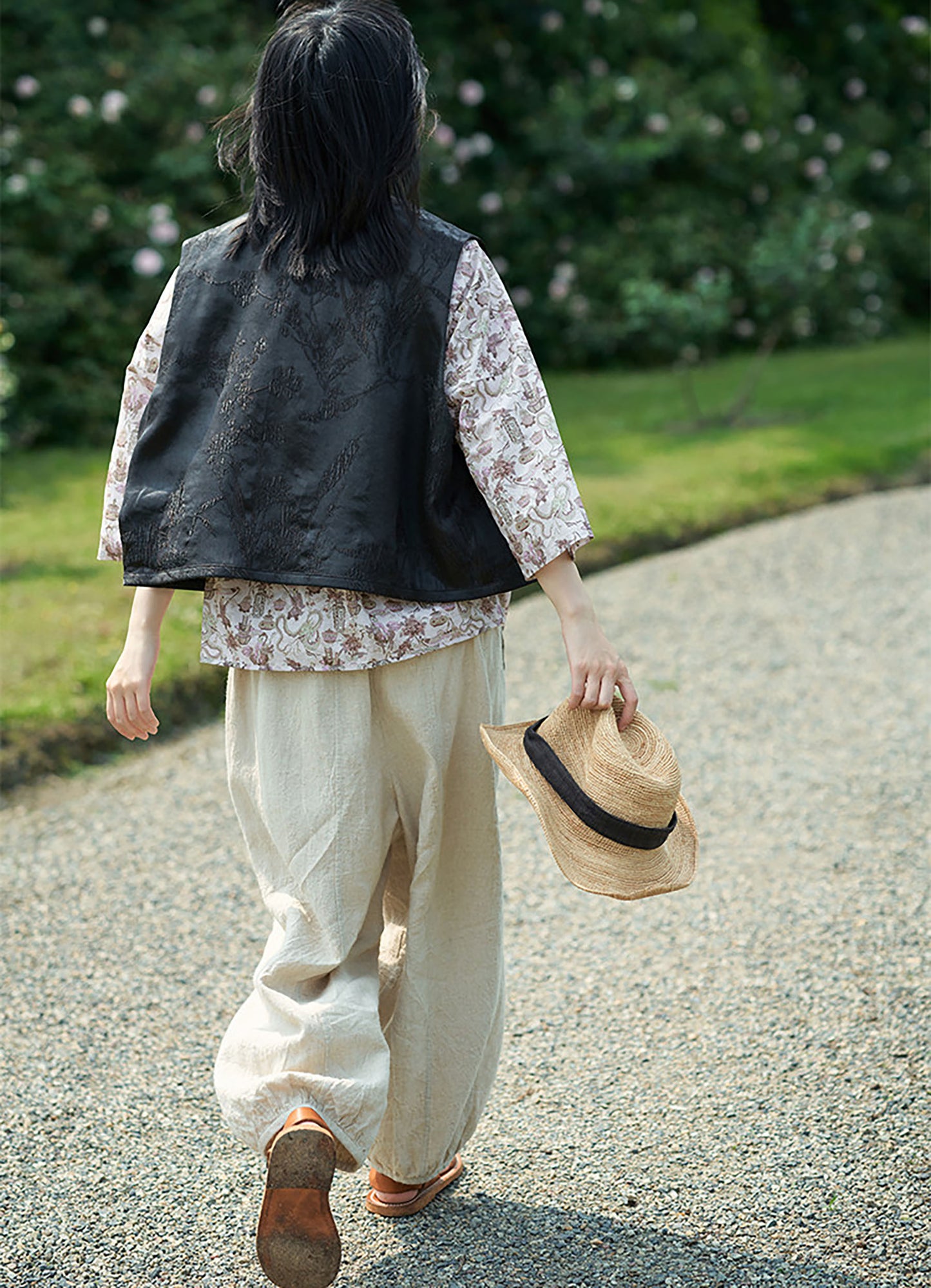 edoa Flax Linen Elasticated Waist Lantern Pants