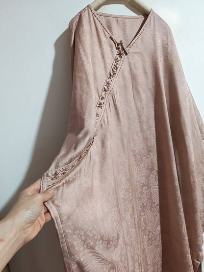 Dusty Pink Mulberry Silk Sakura Jacquard Chinese Blouse bl0147 X325