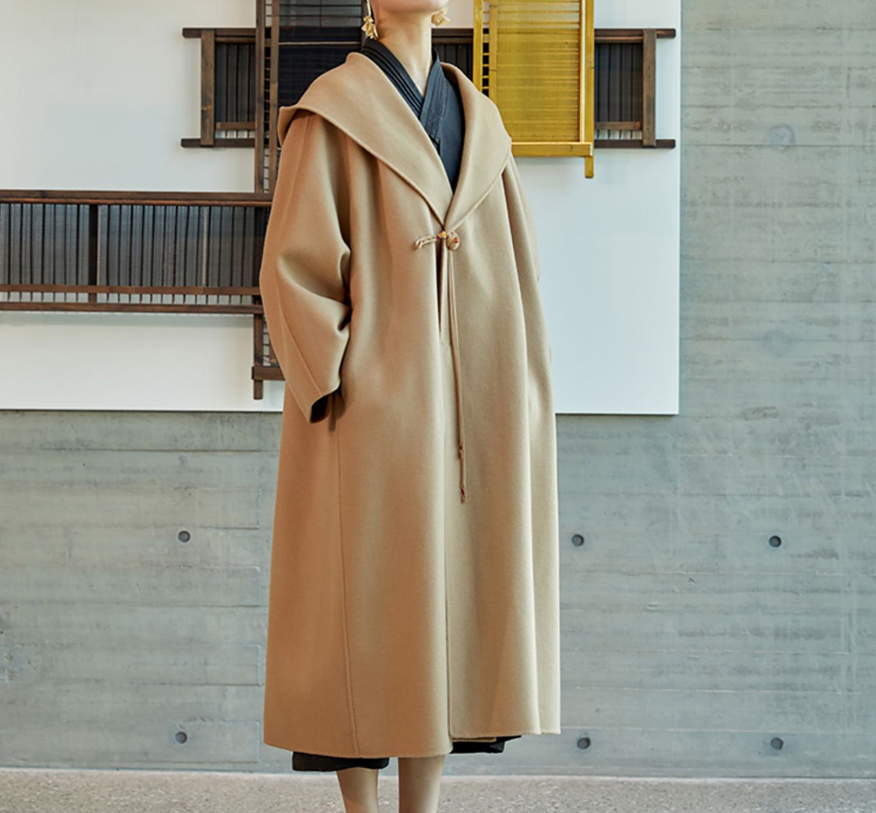 edoa Double Faced Wool Hooded Coat