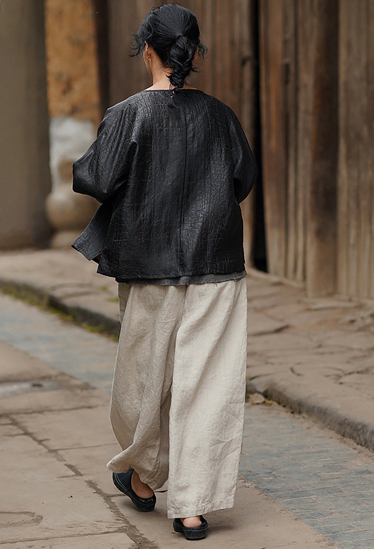 edoa Cracked Mud Silk Over Shirt