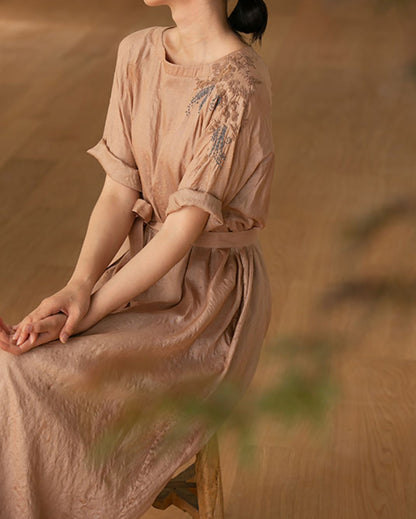 edoa Tussah Silk Hand Embroidery Chinese Dress
