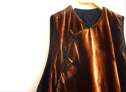 Mud Silk Velvet Padded Chinese Vest to0169 X302
