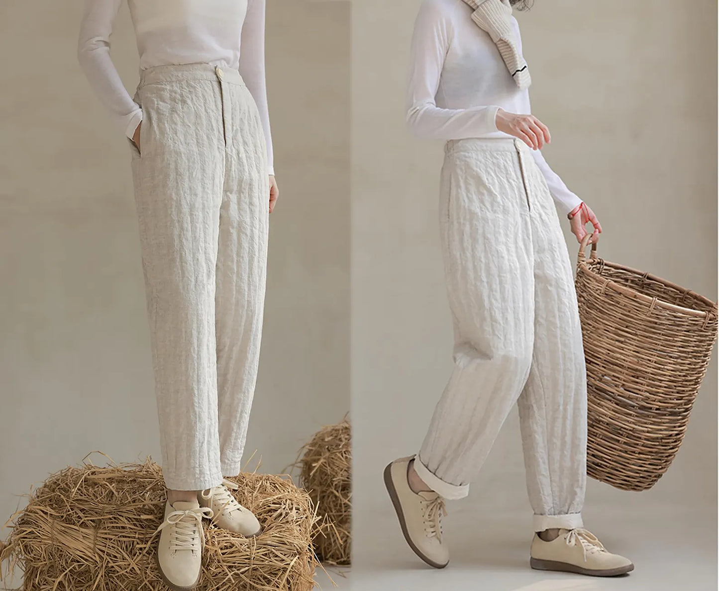 edoa Flax Linen Down Pants
