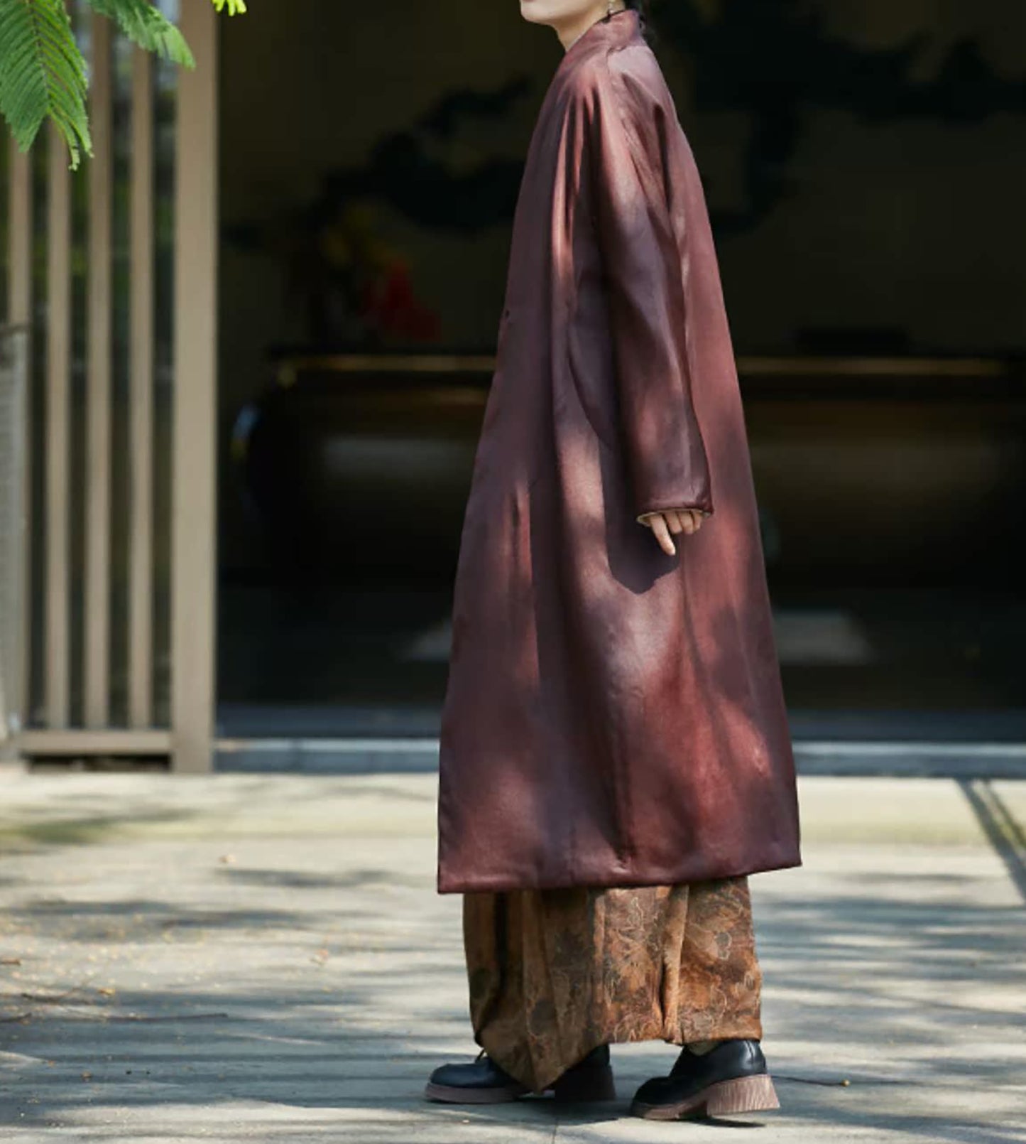 edoa Reversible Double Face Wool and Mud Silk Hanfu Coat 