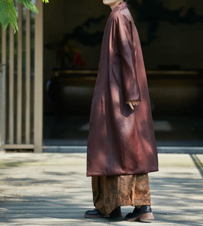 edoa Reversible Double Face Wool and Mud Silk Hanfu Coat 