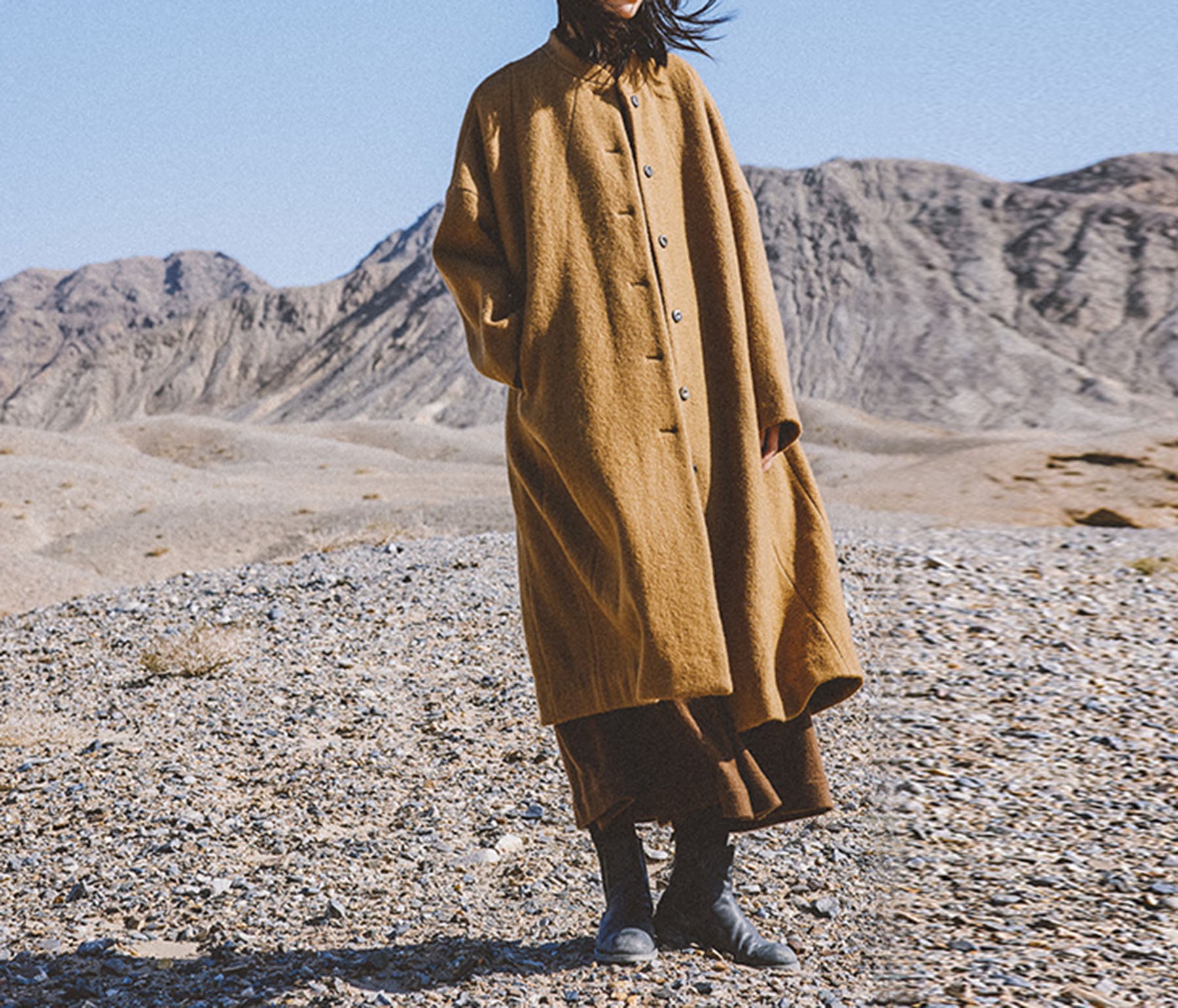 edoa Winter Boiled Wool Oversized Coat 