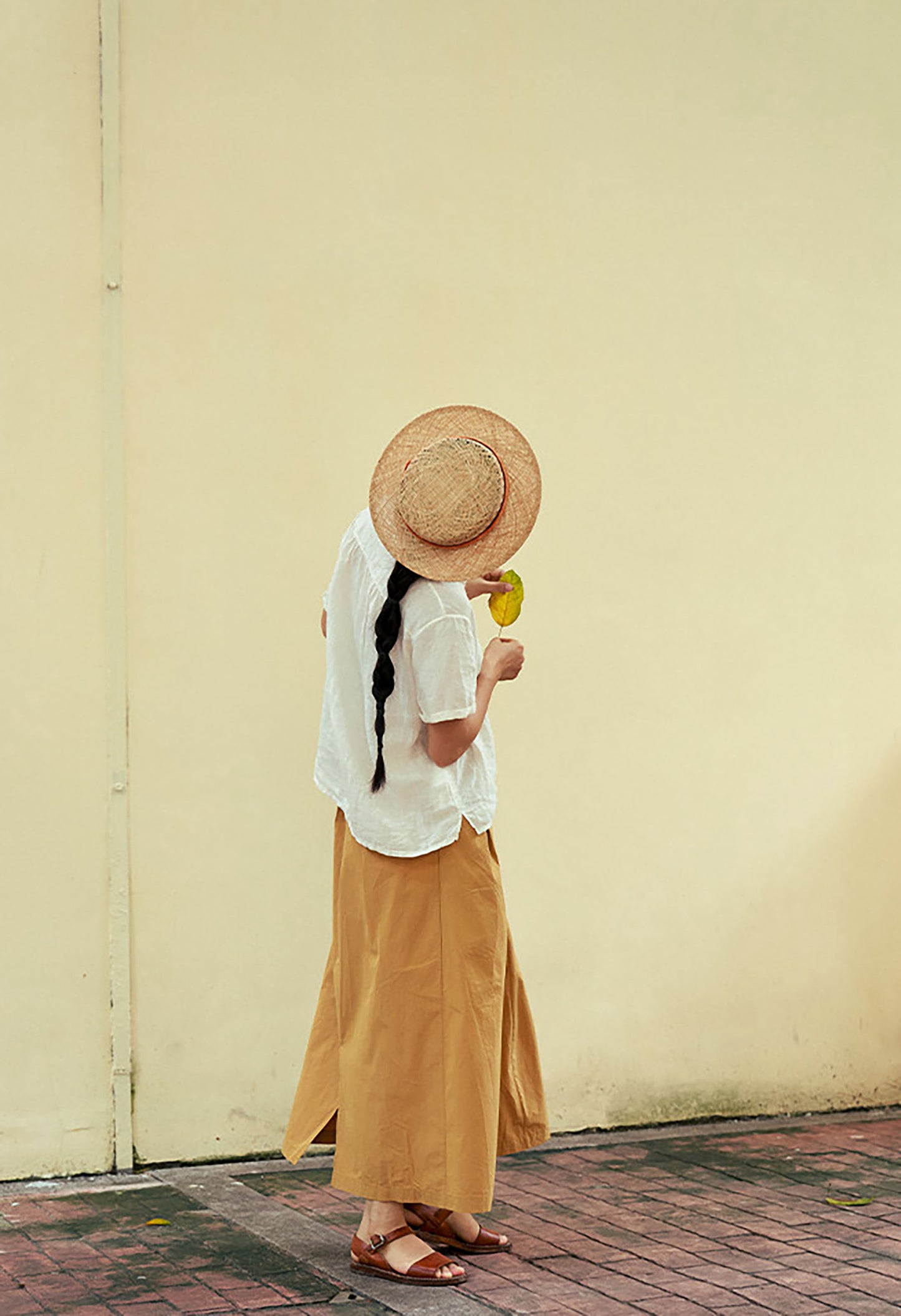 edoa High-density Pure Cotton Midi Skirt