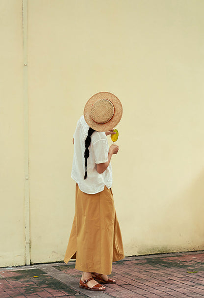edoa High-density Pure Cotton Midi Skirt