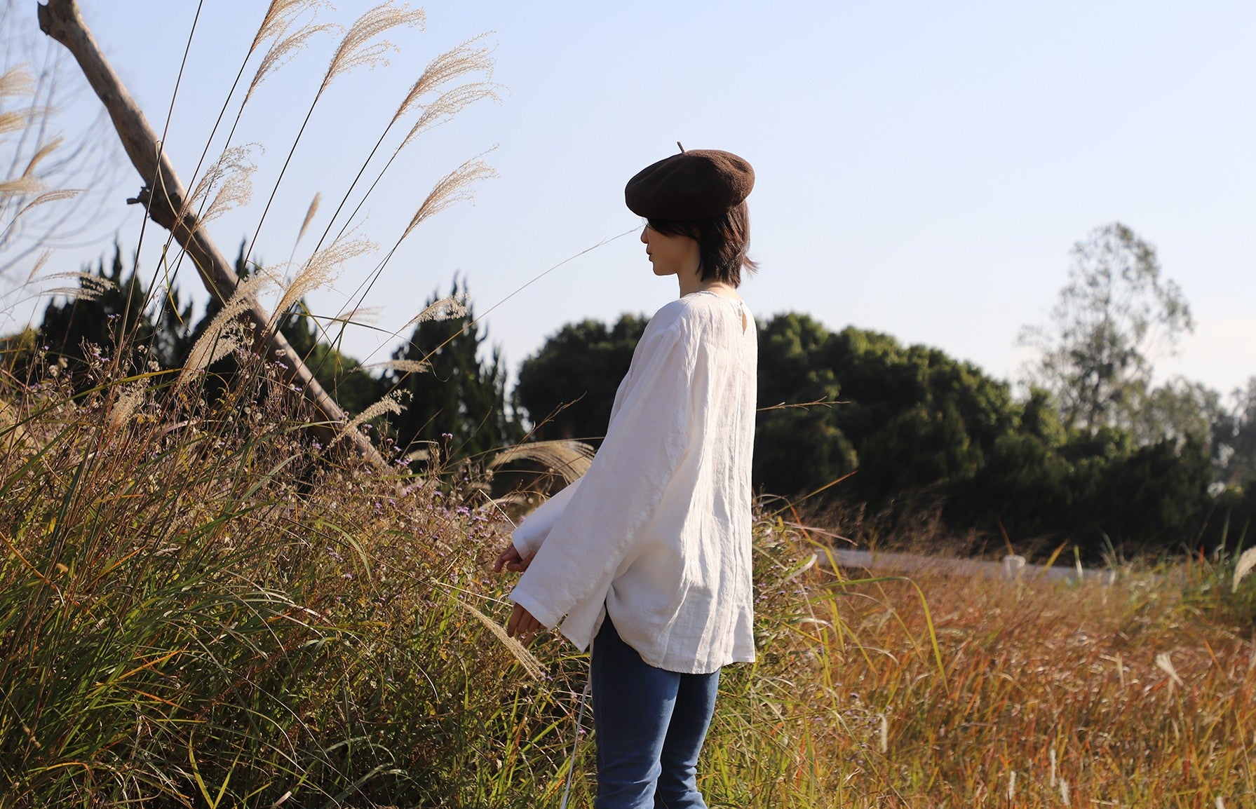 edoa Oversized Two Way Collar Linen Shirt