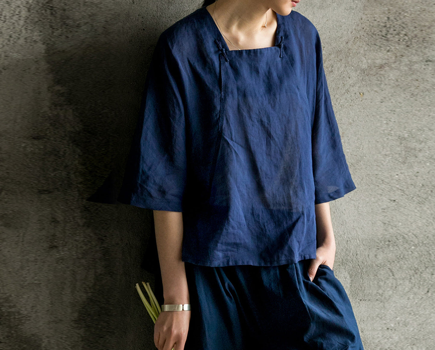 edoa Half Sleeve Ramie Cheongsam