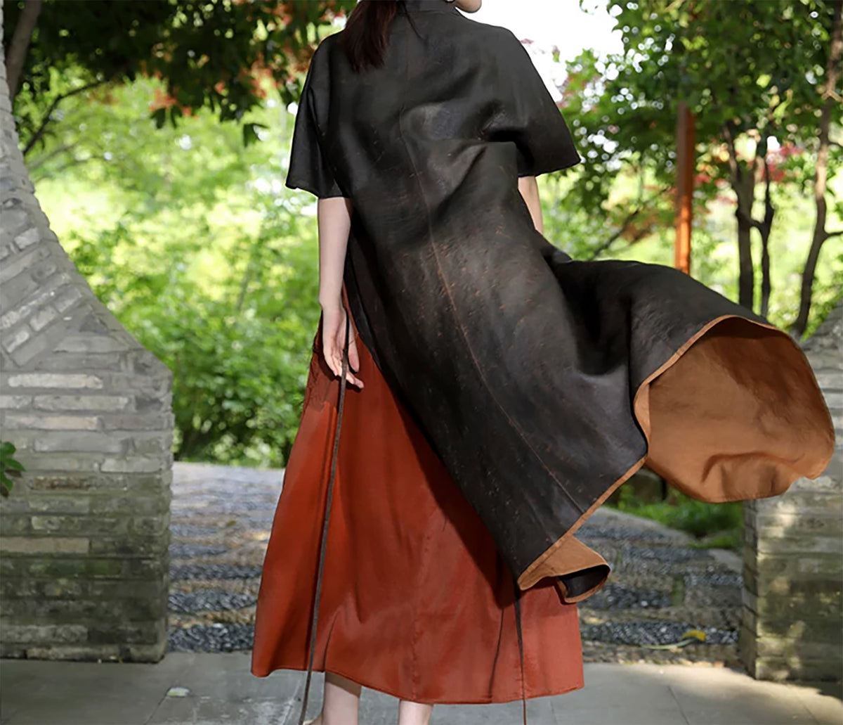edoa Cracked Mud Silk Duster Coat