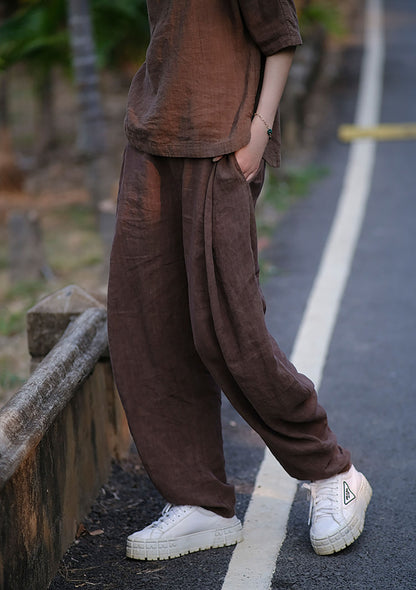 edoa Loose Fitting Tapered Linen Pants