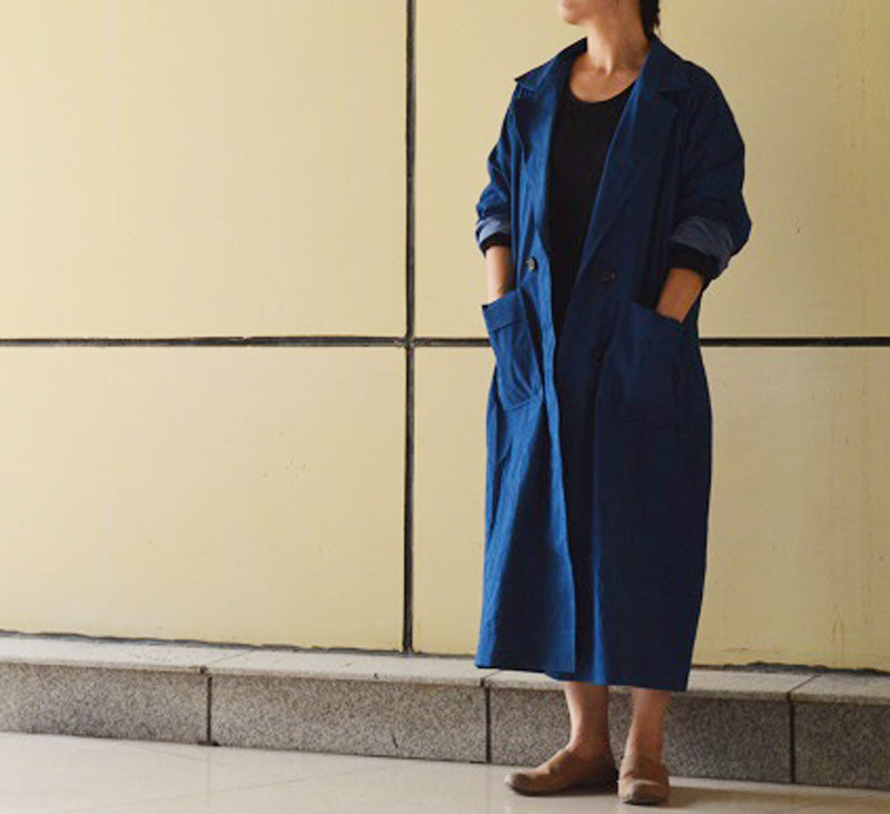 edoa Double Breasted Plant dyed Cotton Trench Coat 