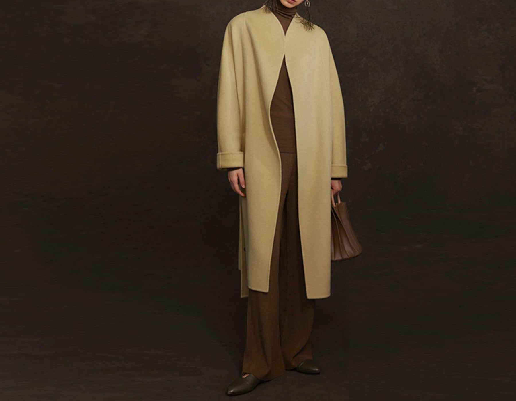 edoa Double Faced Wool Wrap Coat 