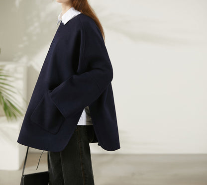 edoa Oversized Double-faced Wool Poncho Coat