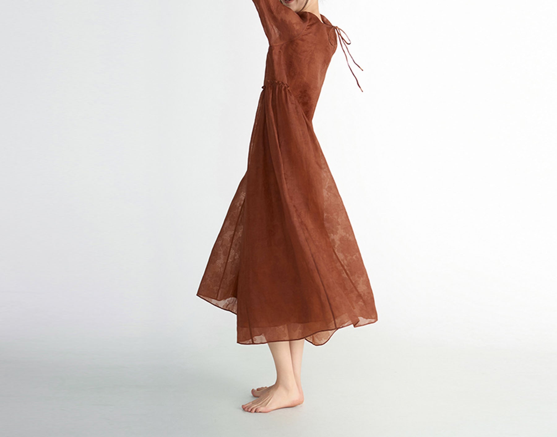 edoa Loose Mud Silk Jacquard Dress