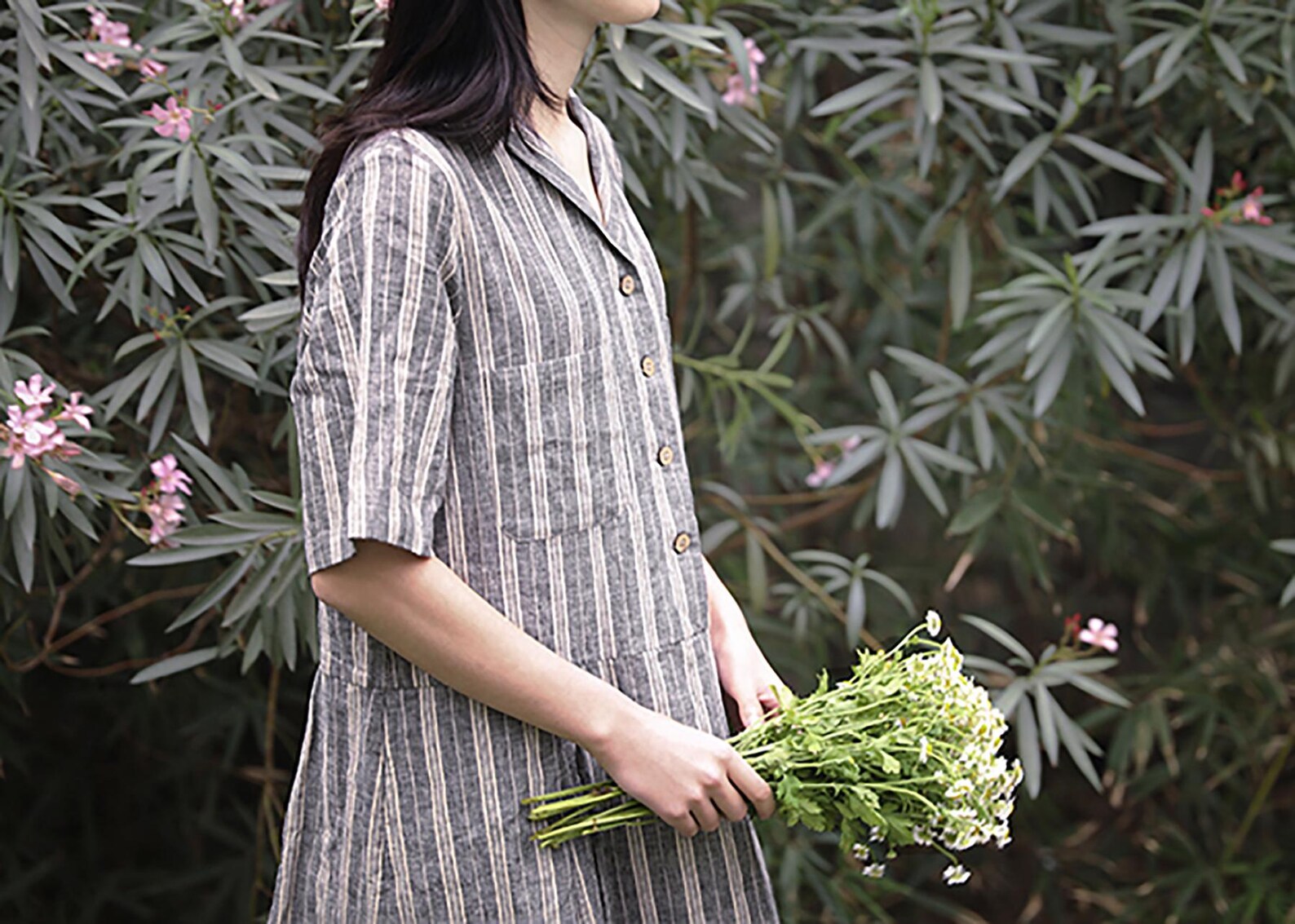 edoa Loose Fitting Stripe Blouse Dress