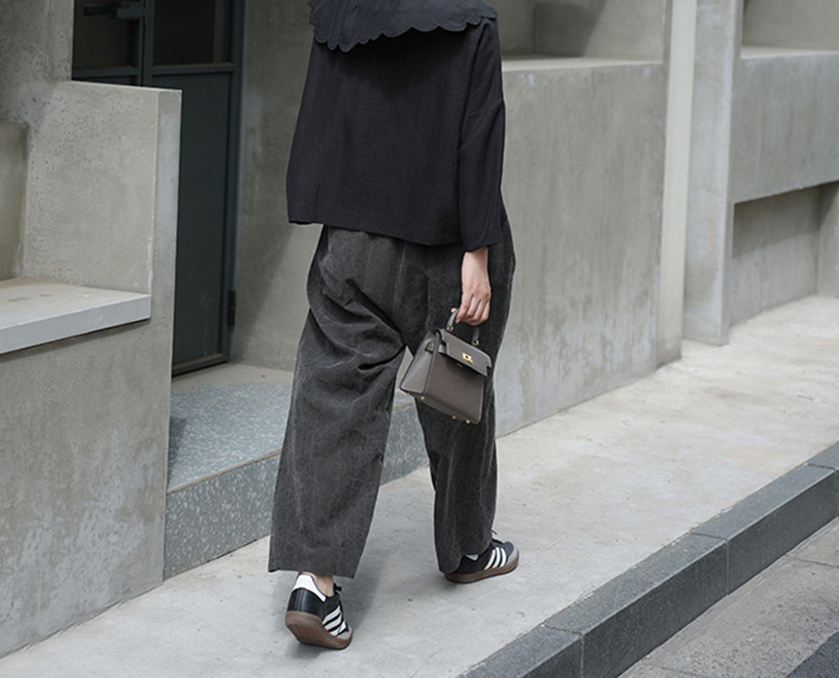edoa Cracked Mud Silk Wide-leg Pants