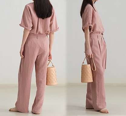 edoa Linen Wide Leg Pants