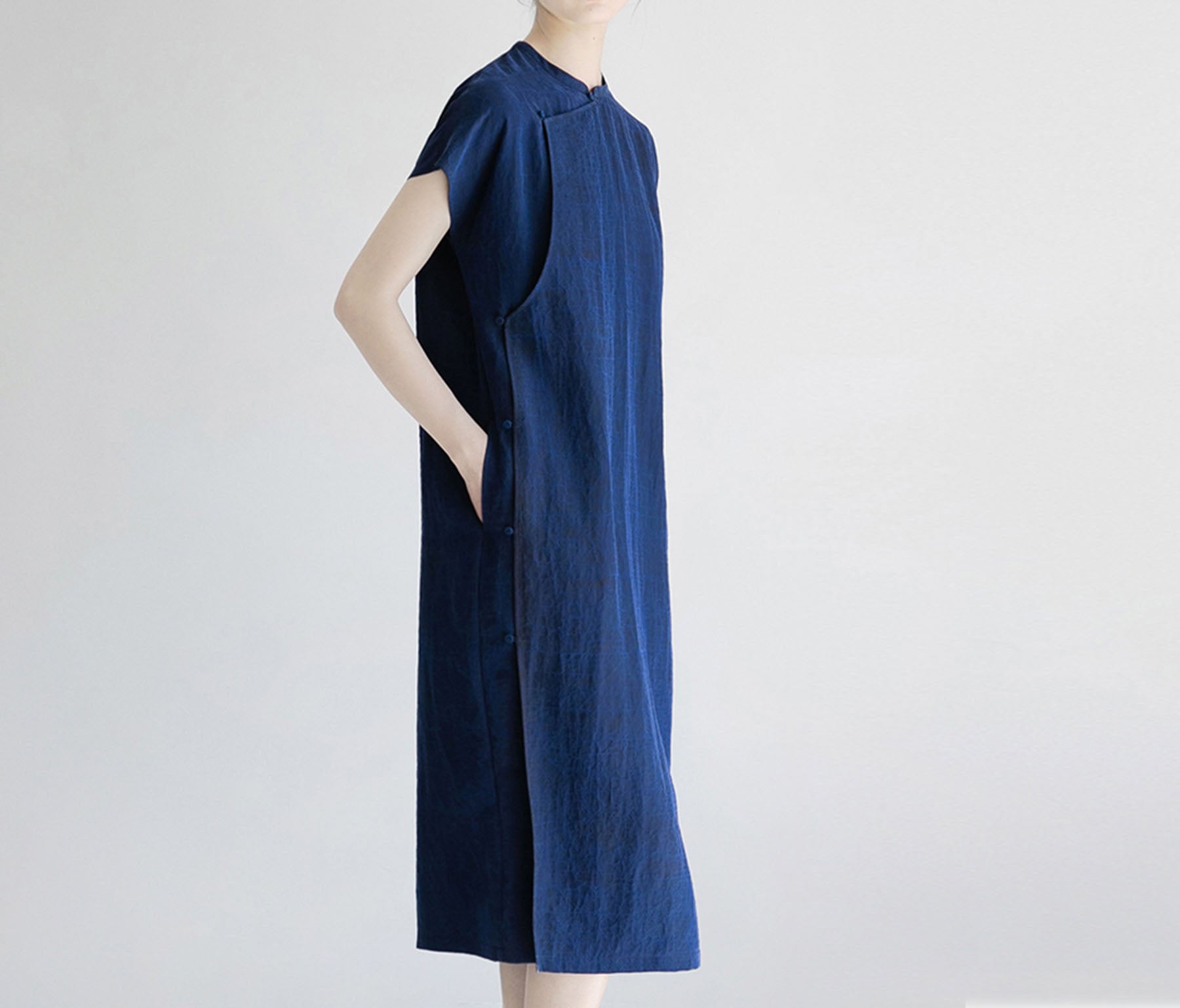 edoa Cracked Mud Silk Qipao Dress