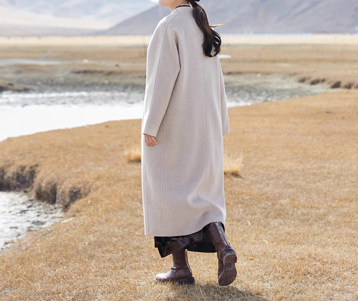 edoa Minimalist Modern Chinese Double Face Wool Coat