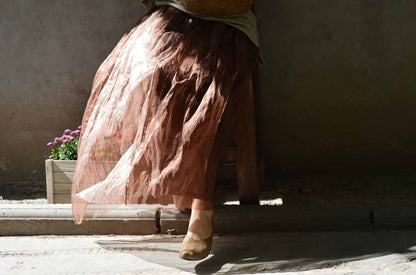 edoa Brown Silk Organza Skirt