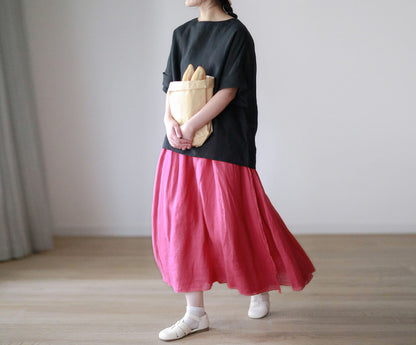edoa Minimalist White Linen Top