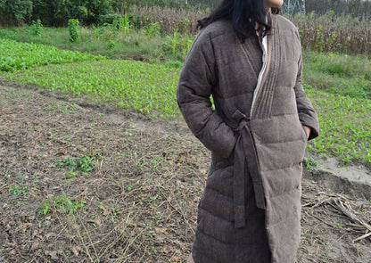 edoa Tussah Silk Winter Quilt Down Coat