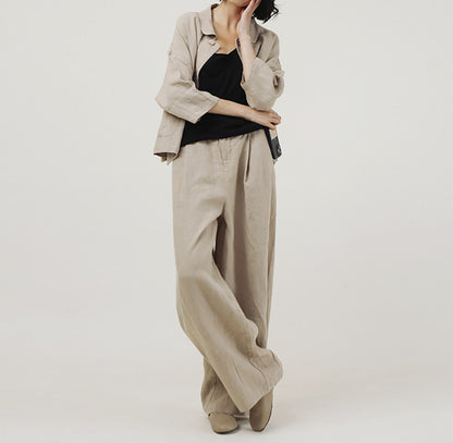 edoa Spring Loose Linen Short Jacket