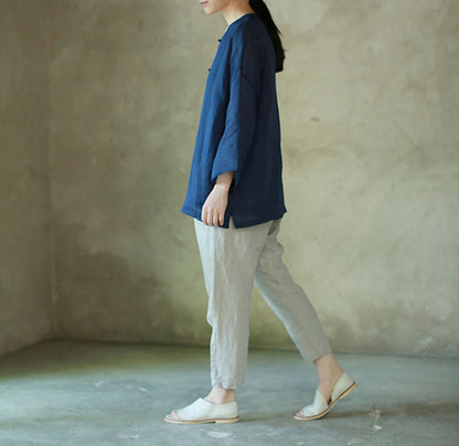 edoa Ramie Blouse with Hand Knotted Chinese Buttons