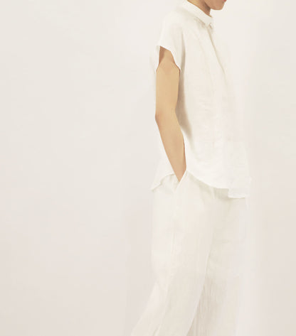 edoa High Counted French Linen White Top