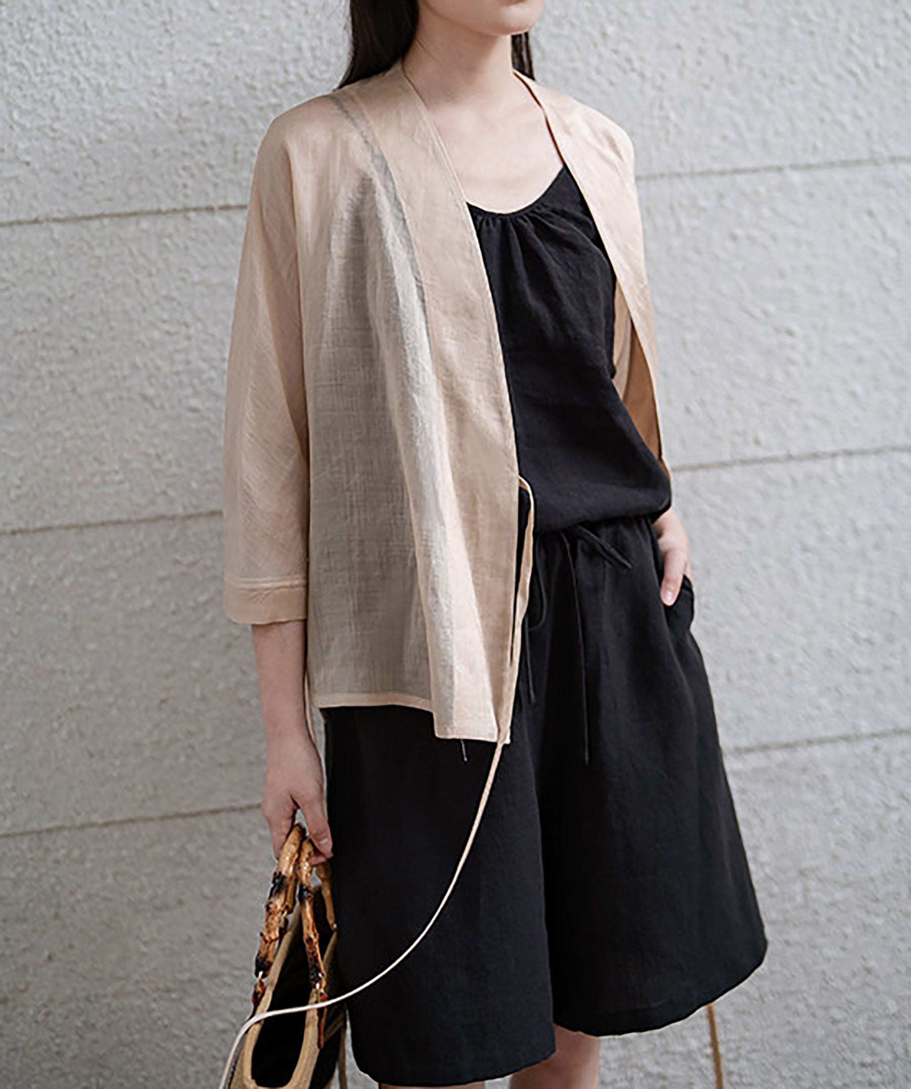 edoa Distressed Gauzy Ramie Hanfu Jacket