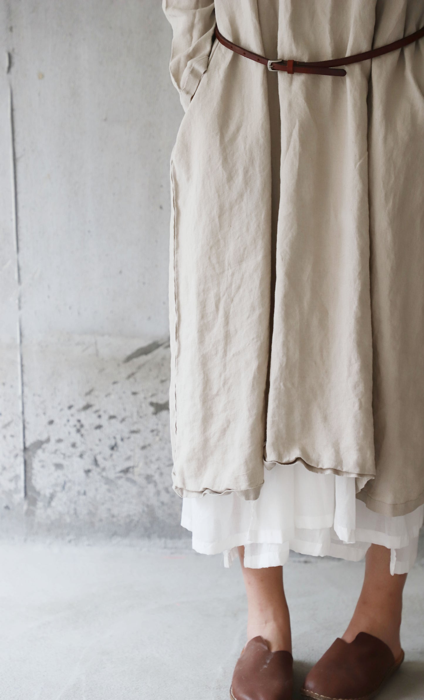 edoa Frilled Collar French Linen Princess Dress