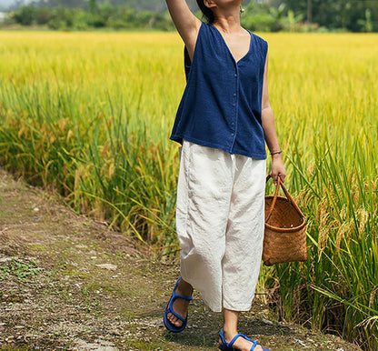 edoa Linen Above Ankle Length Trousers